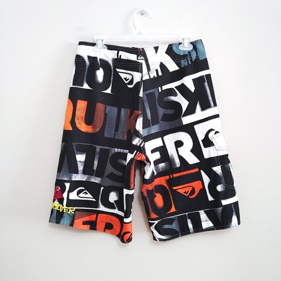 Quicksilver Board Shorts All Over Print Polyester Swim Shorts Size 32 - Picture 2 of 3